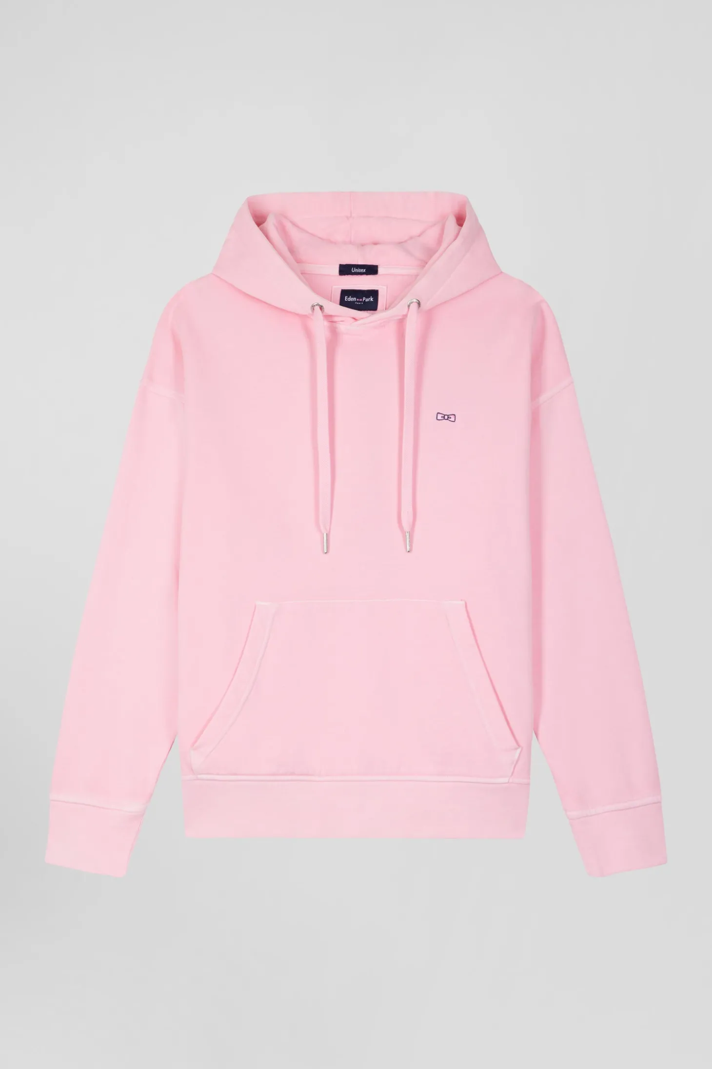Oversize pink unisex dyed cotton fleece hoodie