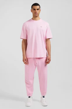 Oversize pink unisex short-sleeved T-shirt in overdyed cotton