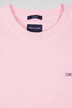 Oversize pink unisex short-sleeved T-shirt in overdyed cotton