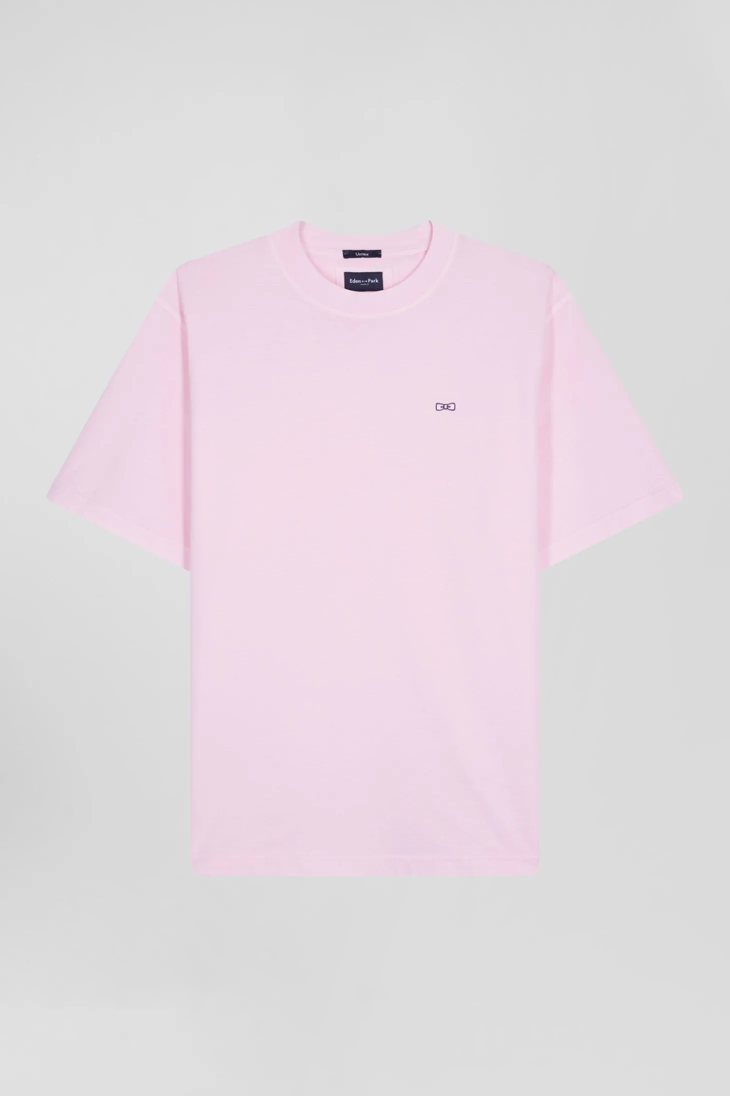 Oversize pink unisex short-sleeved T-shirt in overdyed cotton