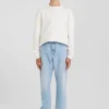 Oversize sky blue cotton denim jeans