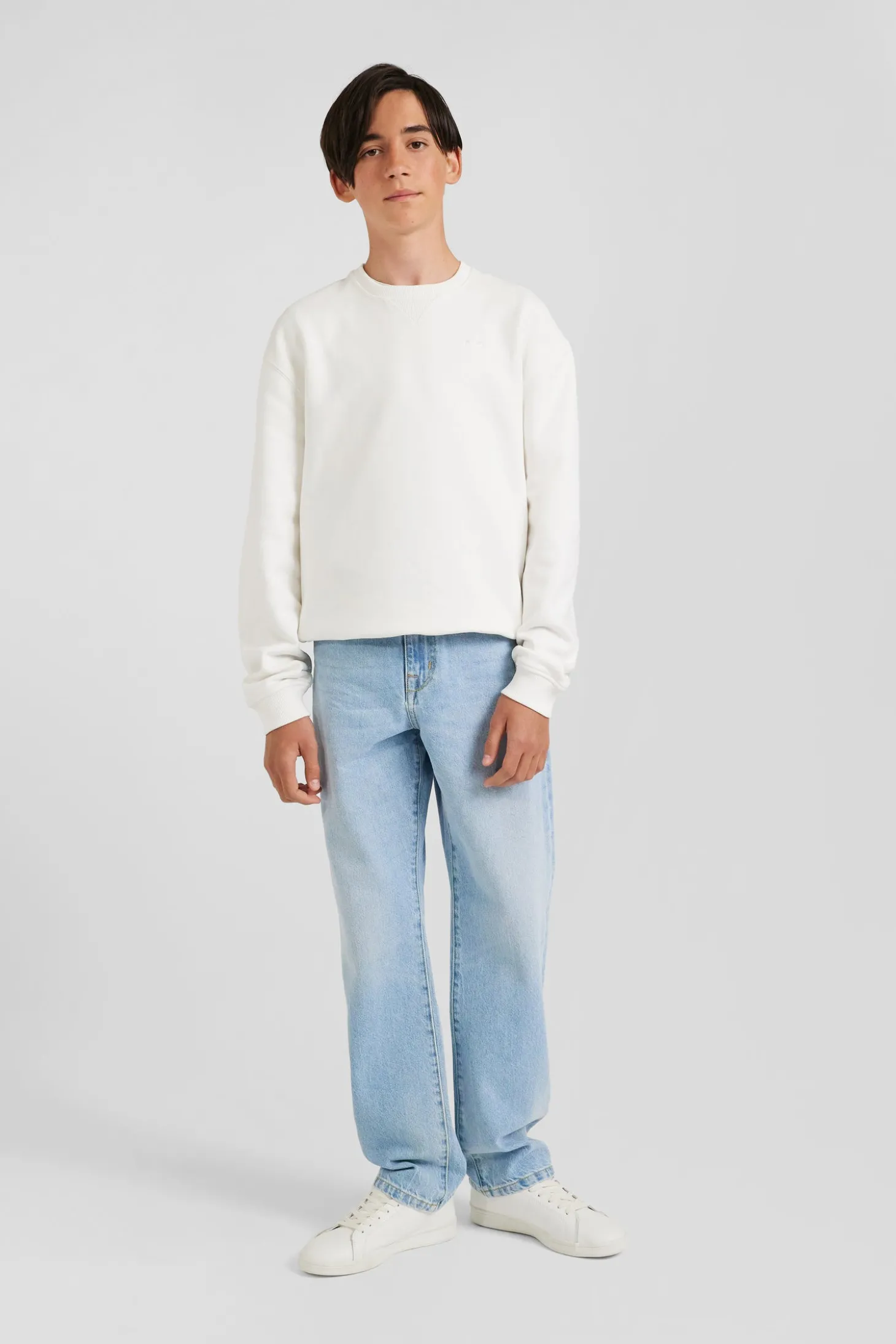 Oversize sky blue cotton denim jeans