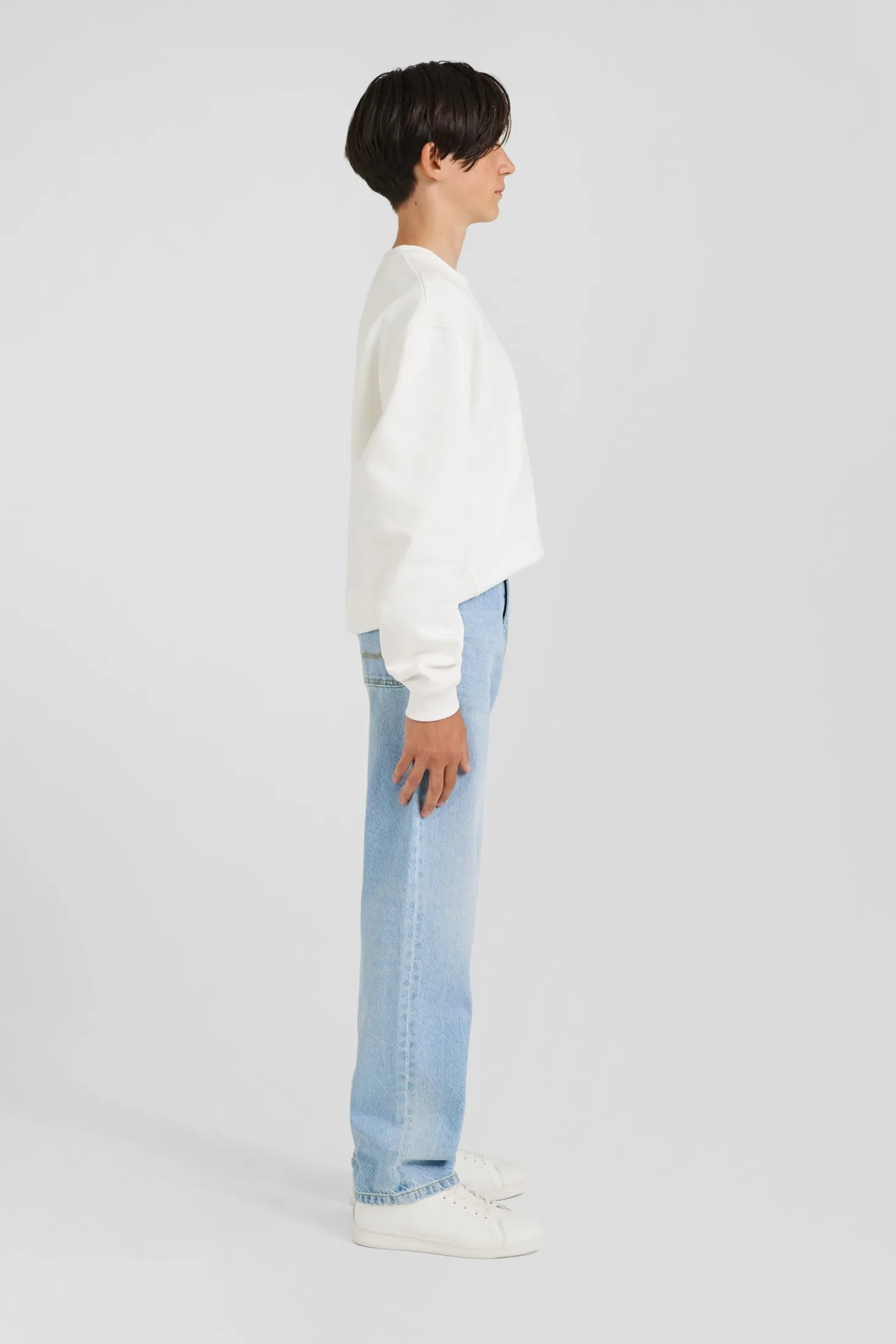 Oversize sky blue cotton denim jeans