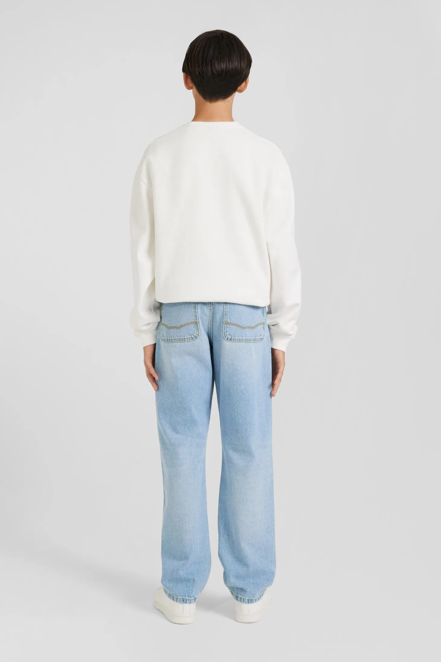 Oversize sky blue cotton denim jeans