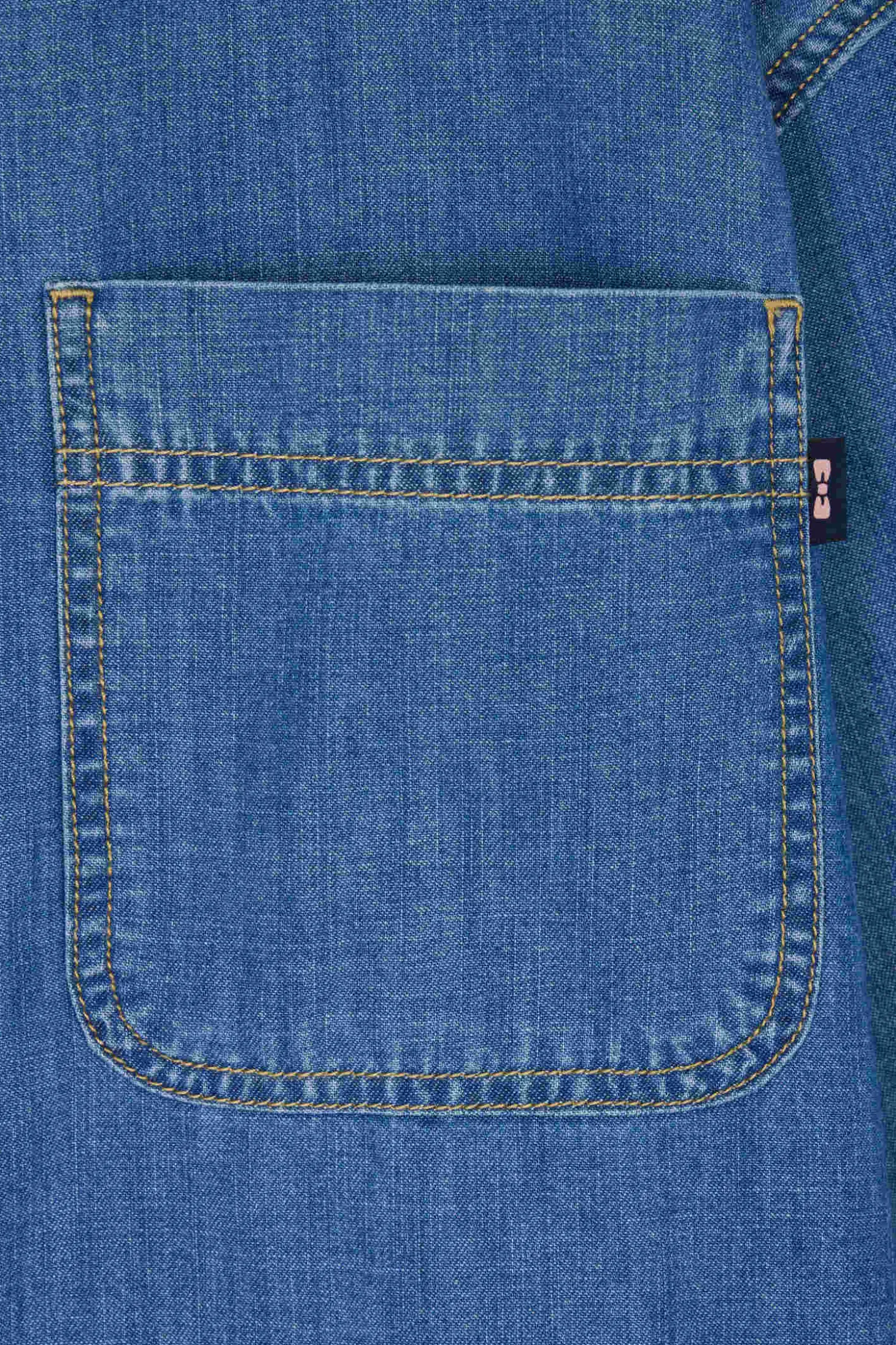 Oversize sky blue cotton shirt with patch pocket