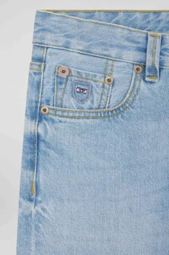Oversize sky blue cotton denim jeans