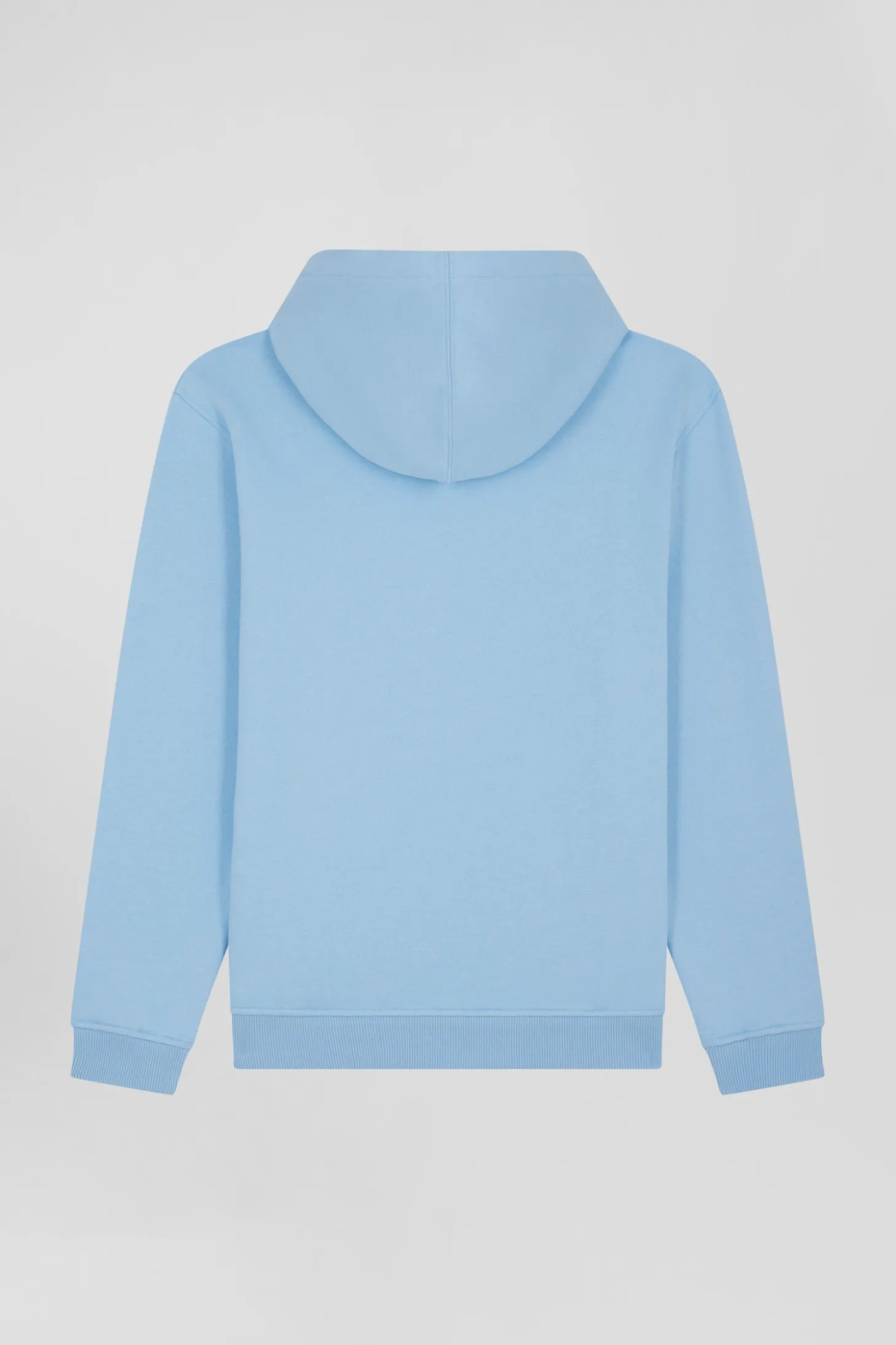 Oversize sky blue embroidered cotton blend hoodie