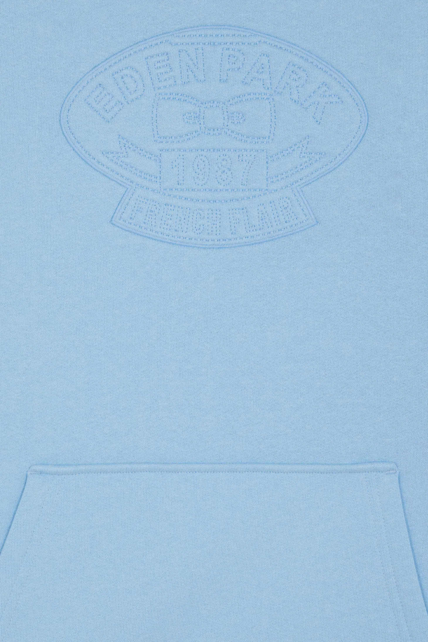 Oversize sky blue embroidered cotton blend hoodie