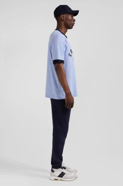 Oversize sky blue short-sleeved cotton T-shirt with Eden Park print