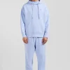 Oversize sky blue unisex dyed cotton fleece hoodie