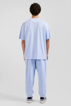 Oversize sky blue unisex short-sleeved T-shirt in overdyed cotton