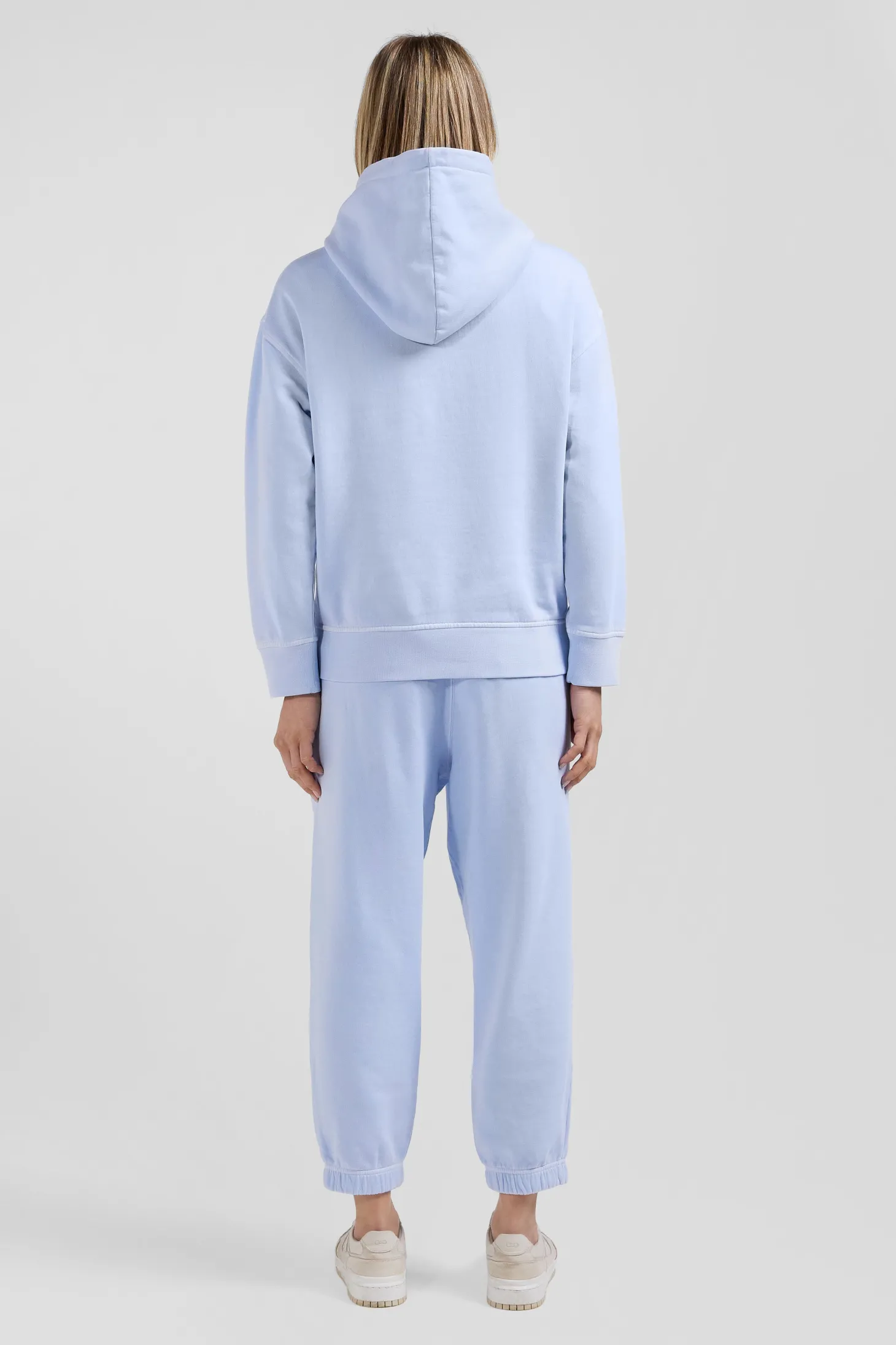 Oversize sky blue unisex dyed cotton fleece hoodie