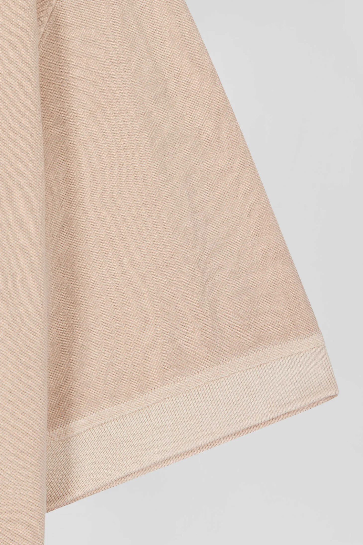 Oversized beige unisex short-sleeved cotton piqué polo shirt