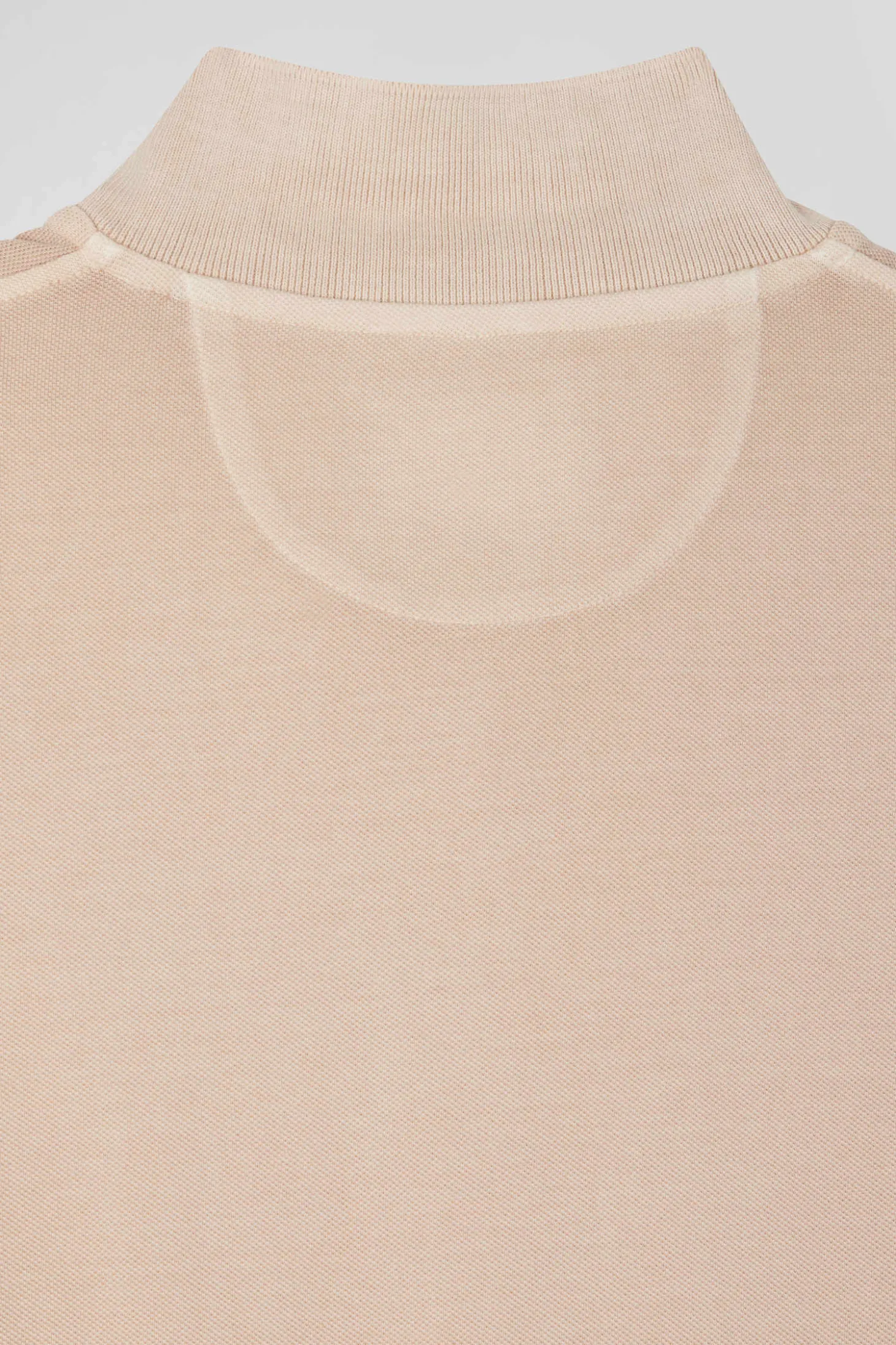 Oversized beige unisex short-sleeved cotton piqué polo shirt