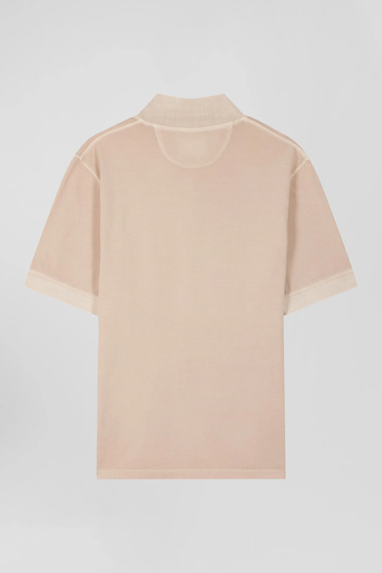 Oversized beige unisex short-sleeved cotton piqué polo shirt