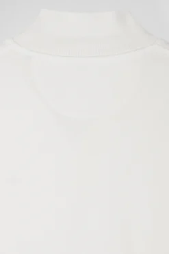 Oversized ecru unisex short-sleeved cotton piqué polo shirt