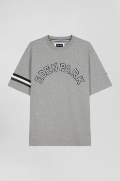 Oversized grey short-sleeved cotton T-shirt with Eden Park print