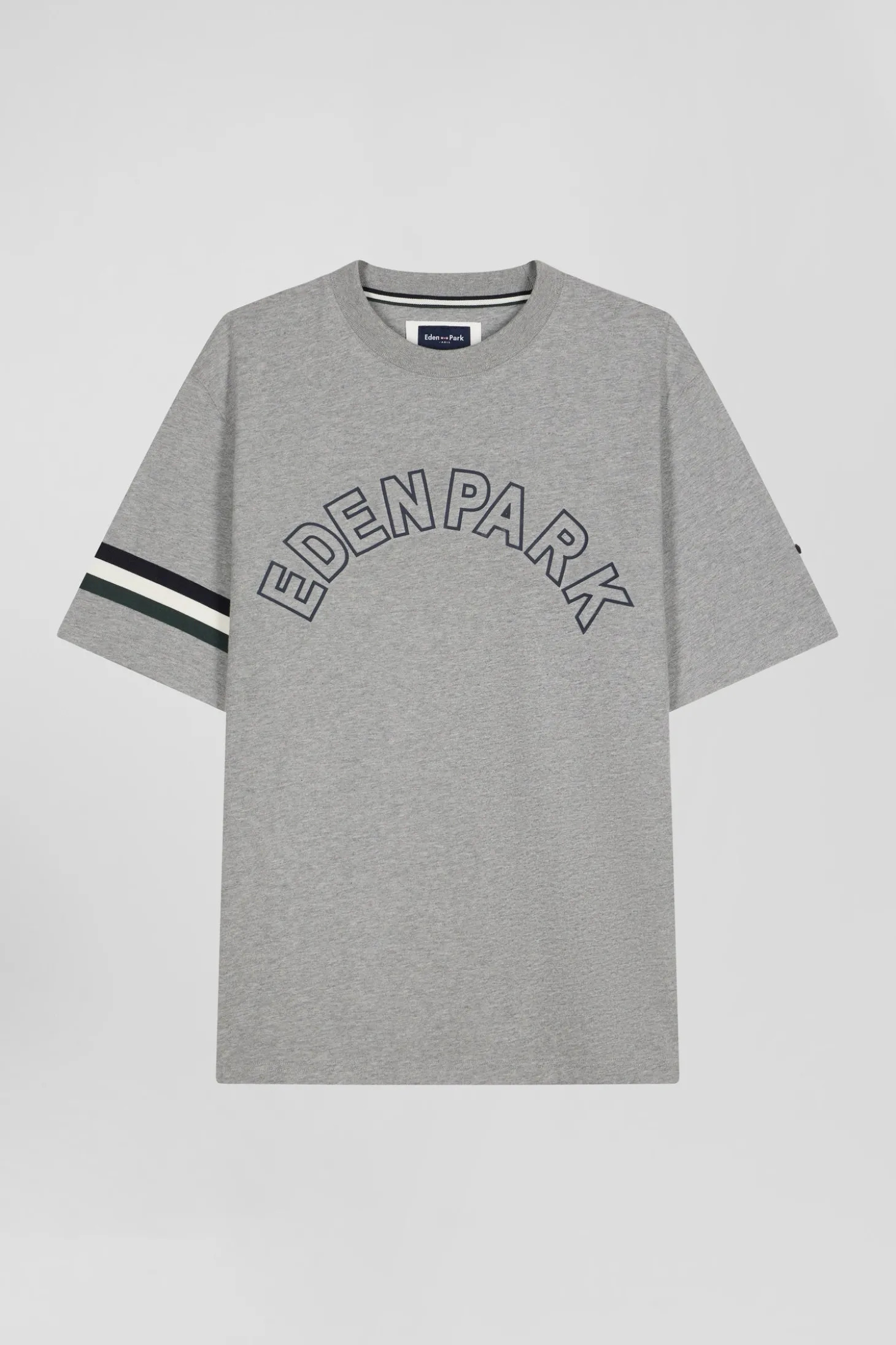 Oversized grey short-sleeved cotton T-shirt with Eden Park print