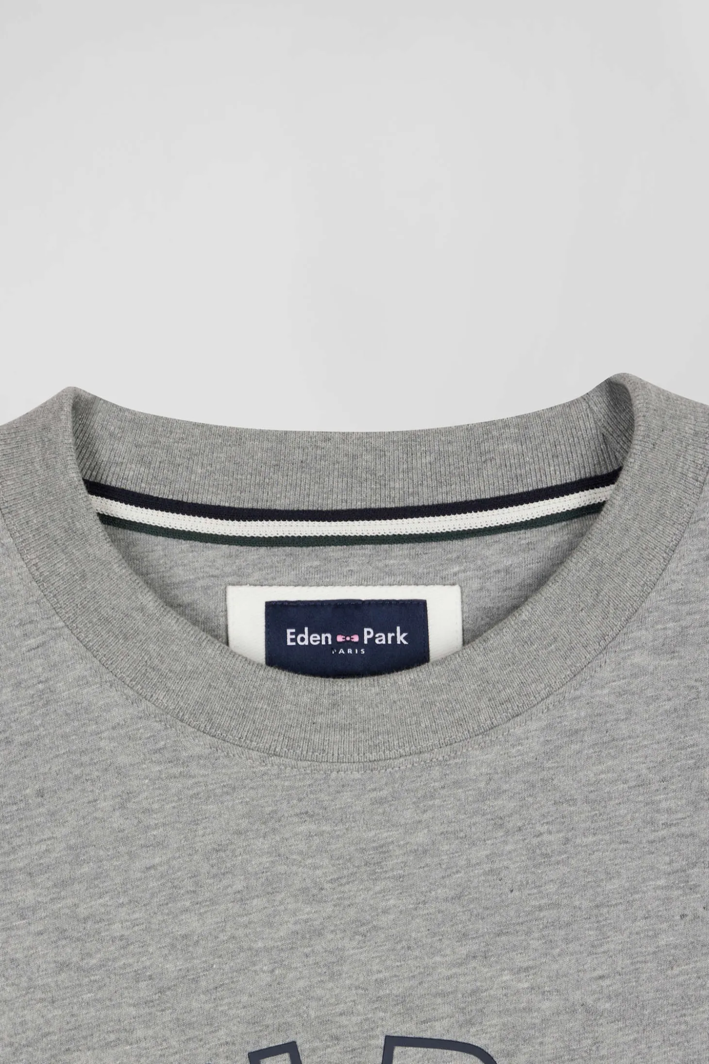 Oversized grey short-sleeved cotton T-shirt with Eden Park print