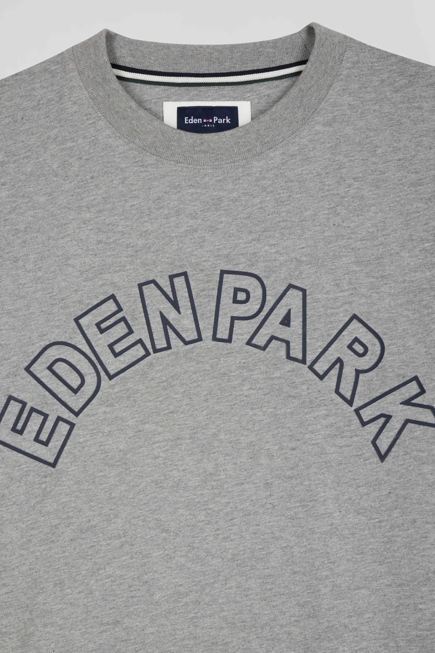 Oversized grey short-sleeved cotton T-shirt with Eden Park print