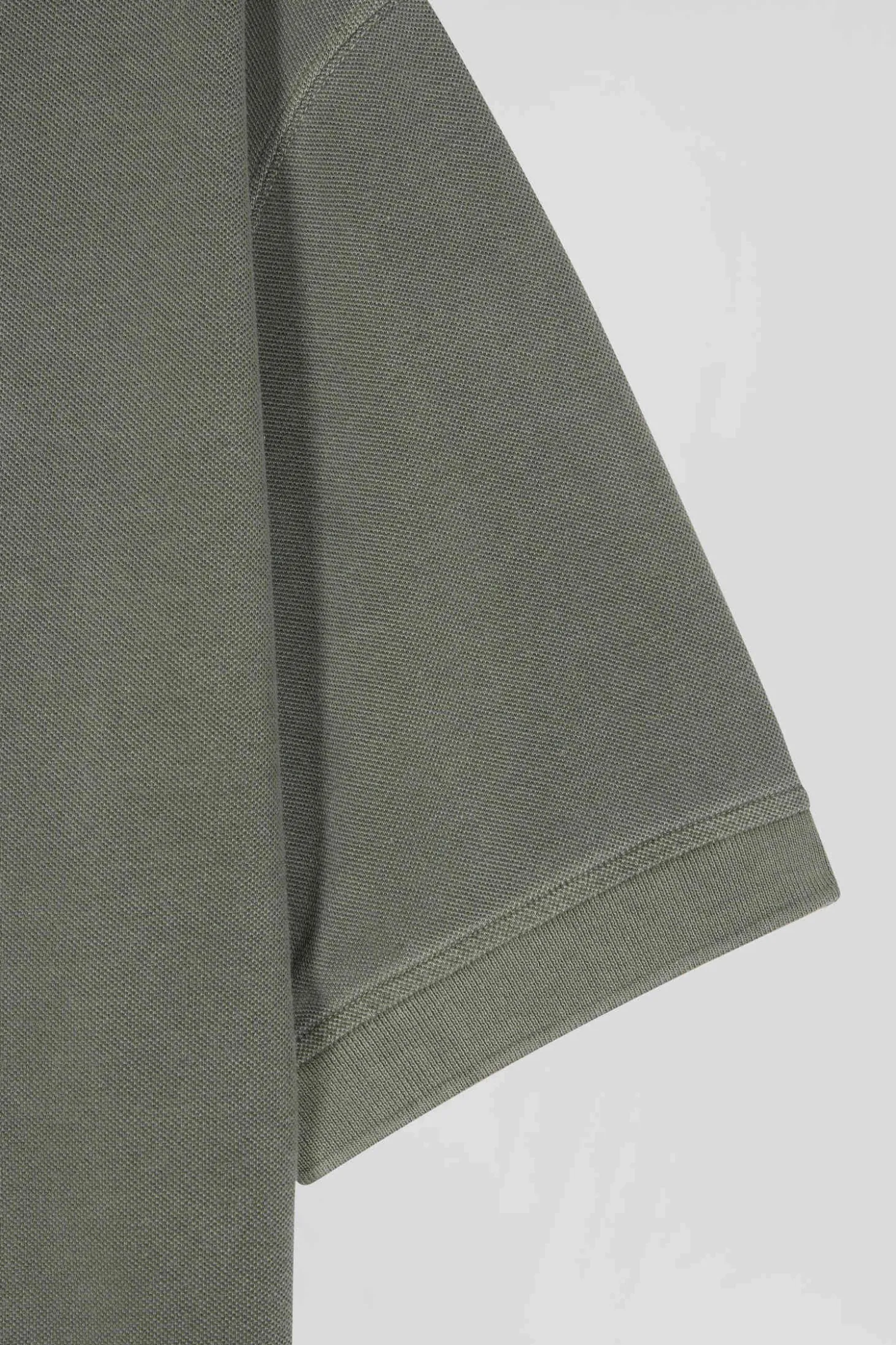 Oversized khaki unisex short-sleeved cotton piqué polo shirt