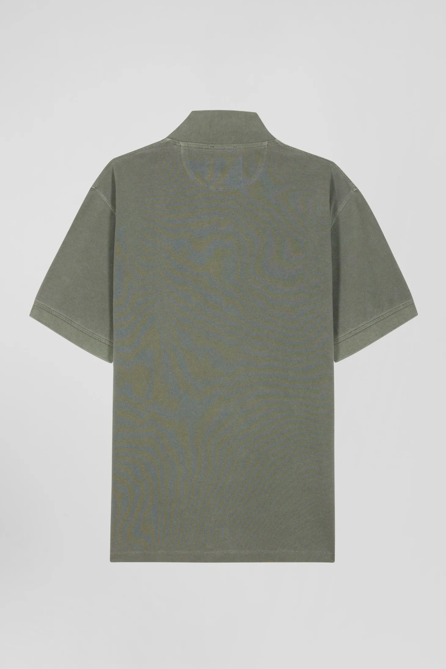 Oversized khaki unisex short-sleeved cotton piqué polo shirt