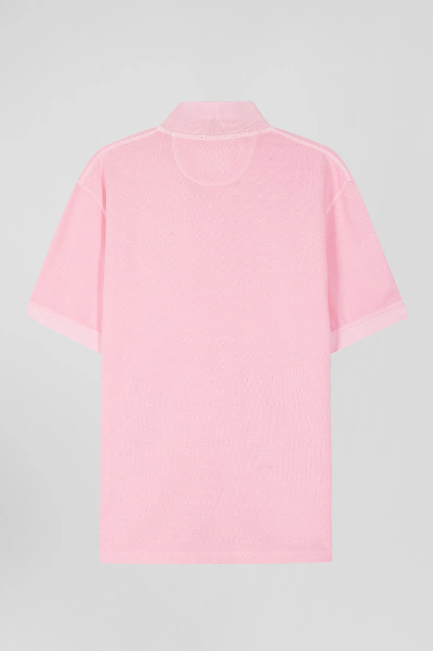 Oversized pink unisex short-sleeved cotton piqué polo shirt