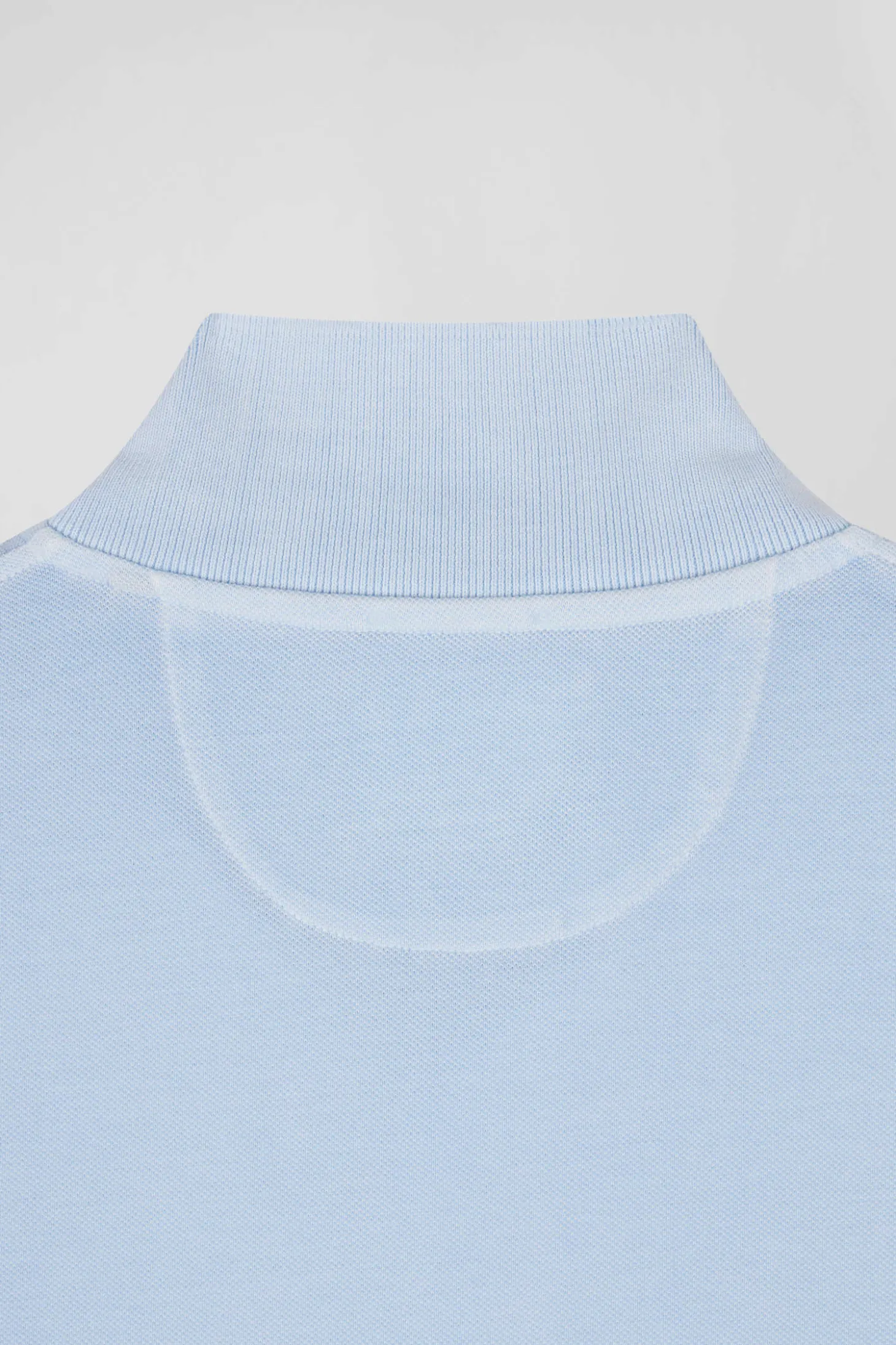 Oversized sky blue unisex short-sleeved cotton piqué polo shirt