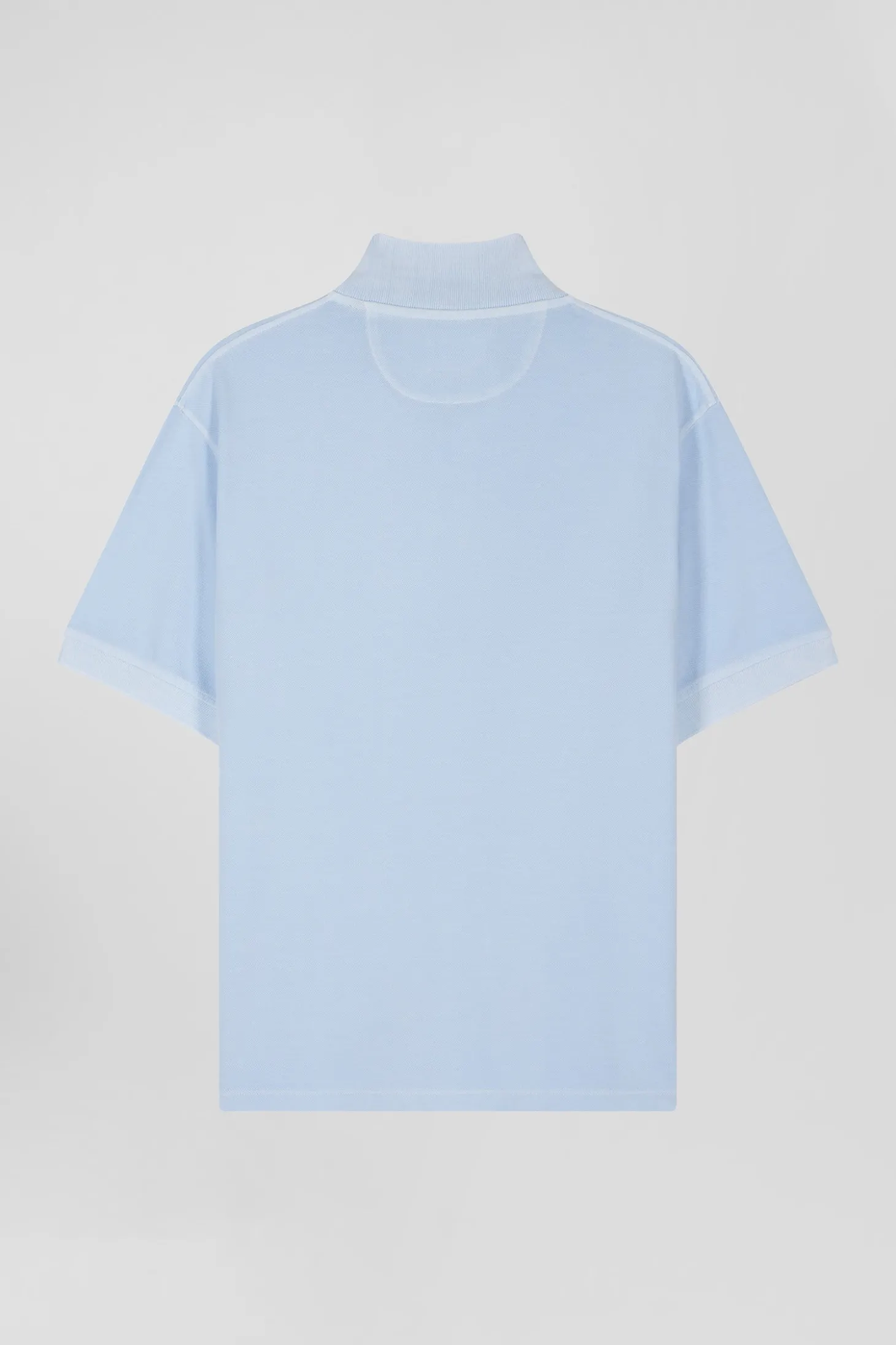 Oversized sky blue unisex short-sleeved cotton piqué polo shirt