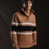 PAP'Atelier camel rugby shirt with horizontal stripes