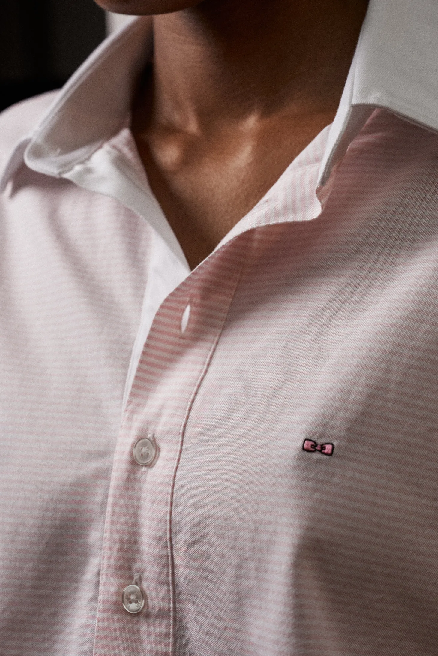 PAP'Atelier cropped pink and white striped cotton shirt