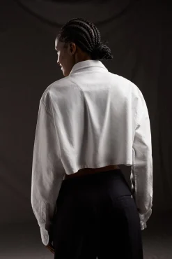 PAP'Atelier cropped white cotton shirt