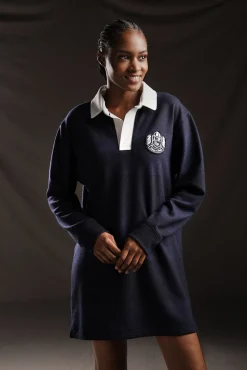 PAP'Atelier rugby shirt dress in navy striped knit