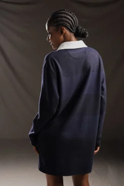PAP'Atelier rugby shirt dress in navy striped knit