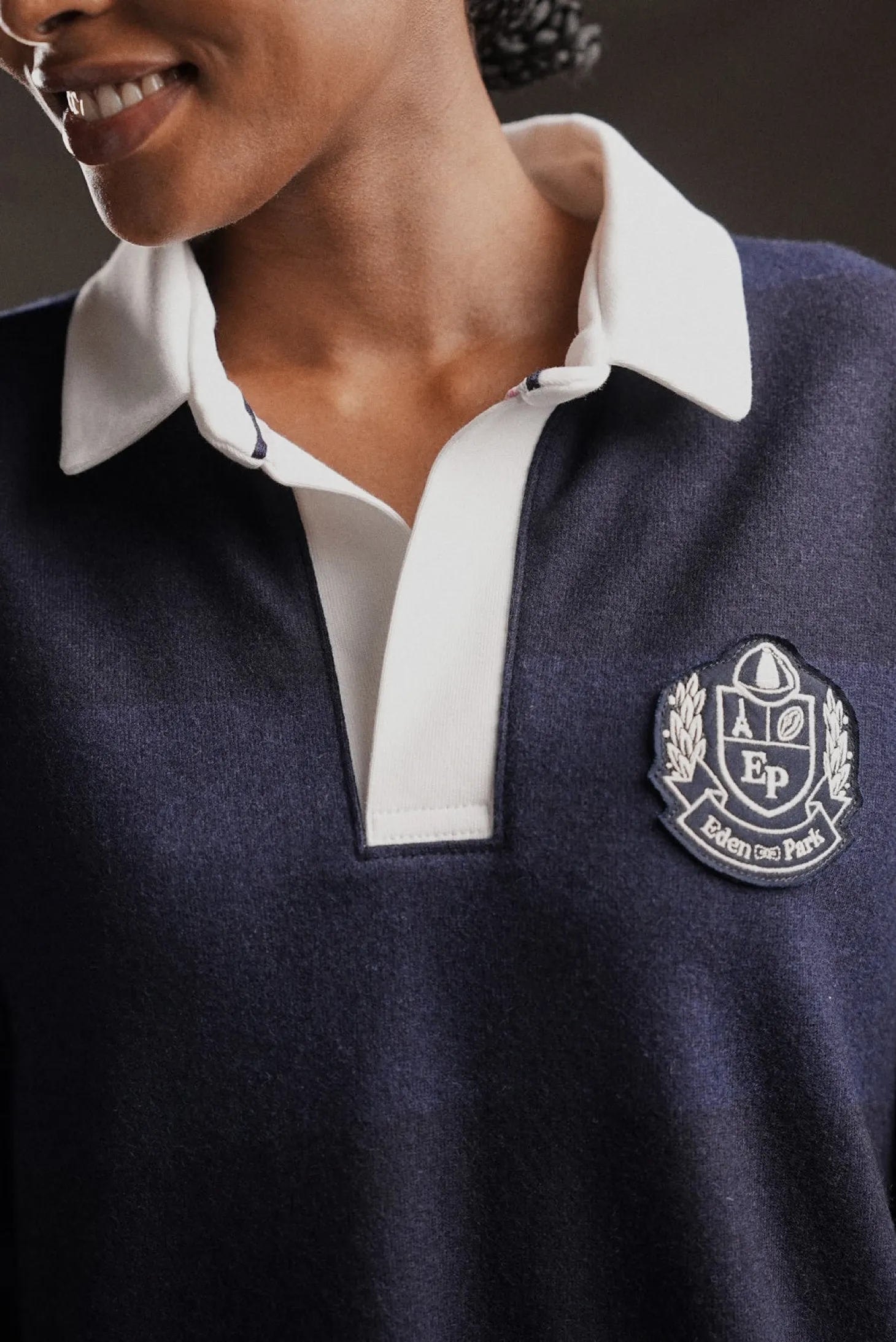 PAP'Atelier rugby shirt dress in navy striped knit