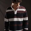 PAP'Atelier sweatshirt-style rugby shirt in burgundy stripes