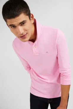 Pink cotton polo with contrasting neck