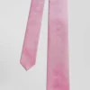 Pink plain silk tie