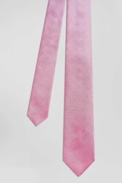 Pink plain silk tie