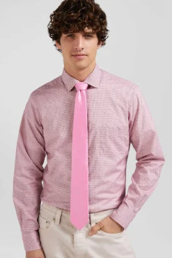 Pink plain silk tie