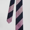 Pink silk tie with large stripes