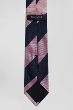 Pink silk tie with large stripes