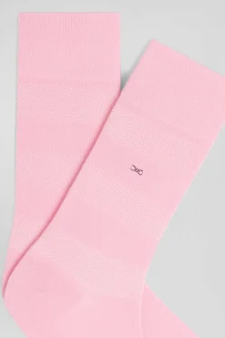 Pink socks with knit plays in stretch cotton