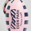 Pink striped rugby ball key ring with French Flair screen-print