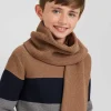 Plain hazelnut cotton scarf with embroidered bow tie