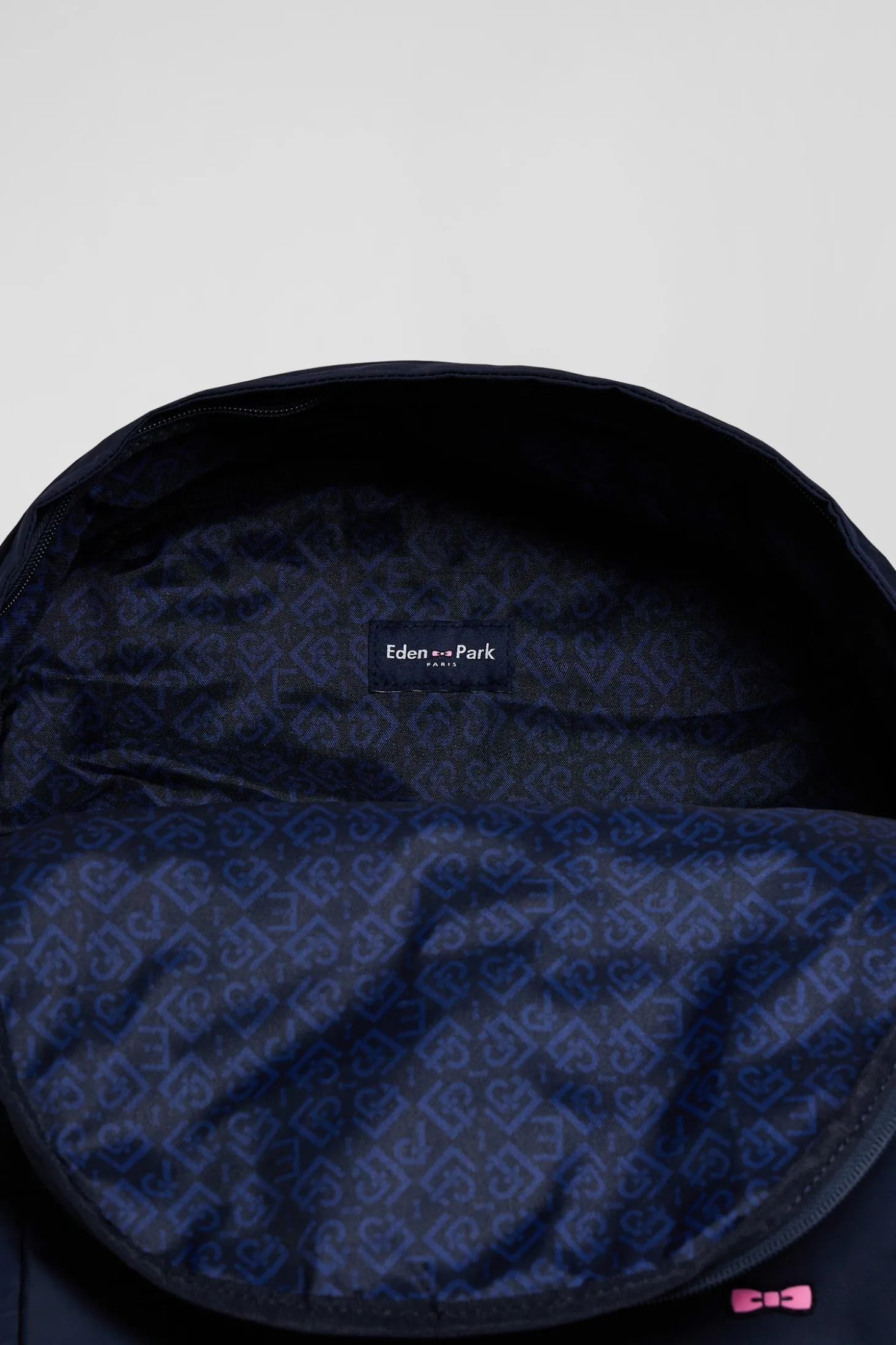Plain navy blue backpack with Eden Park lettering