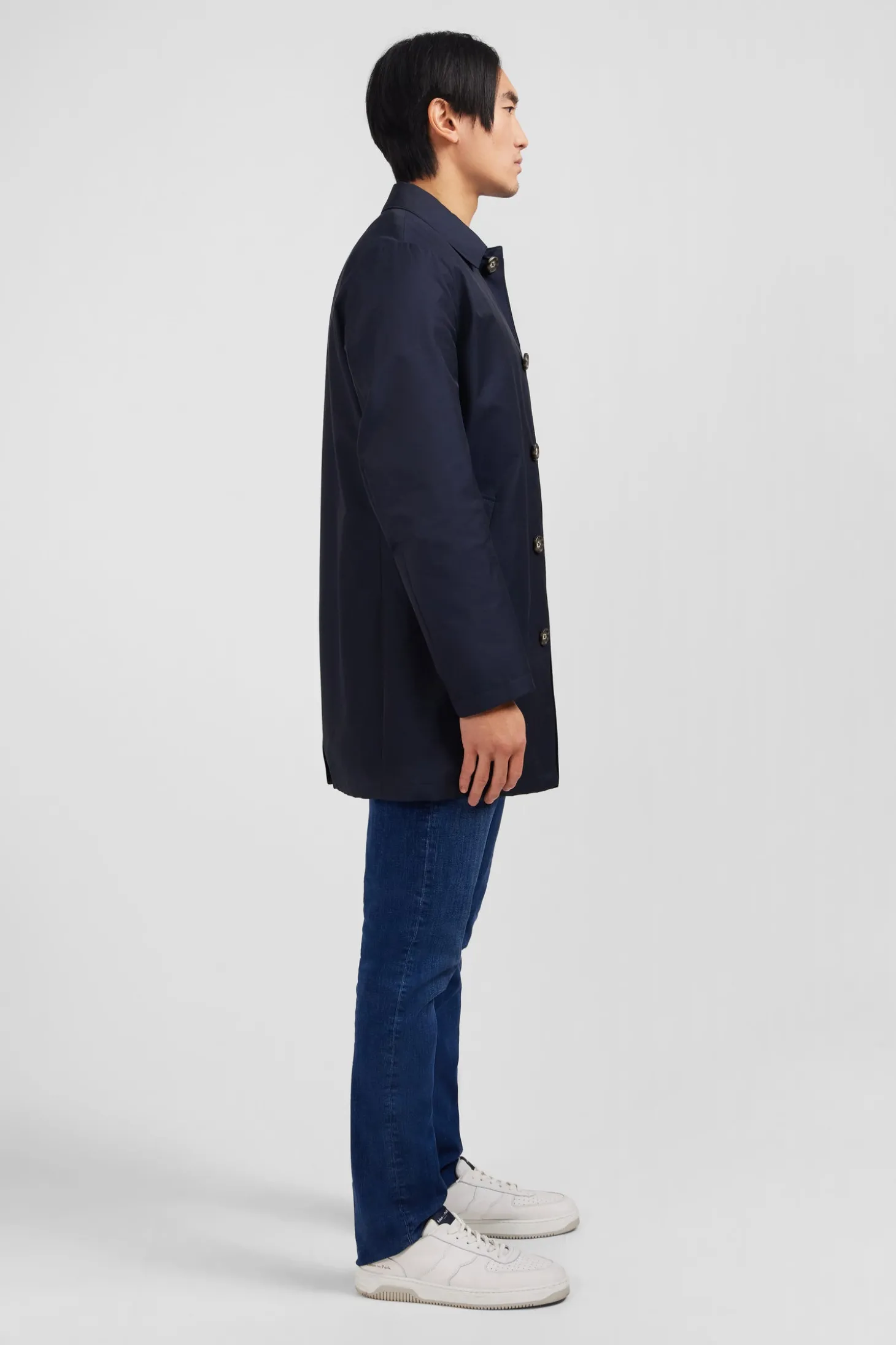 Plain navy raincoat