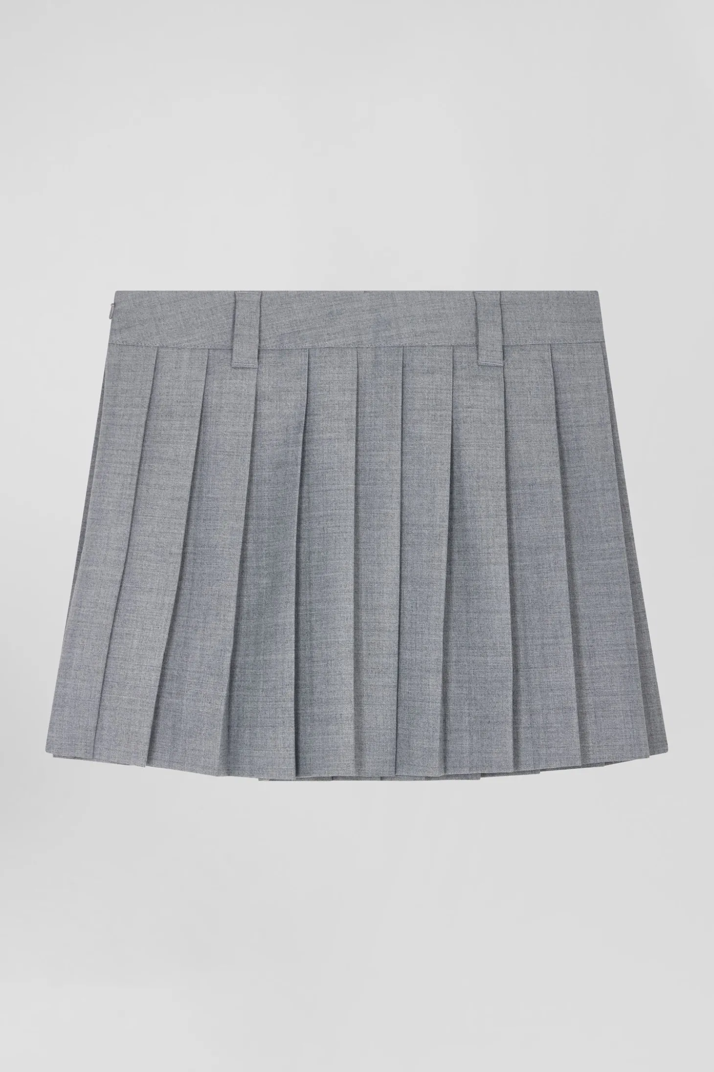Pleated grey blended wool skirt