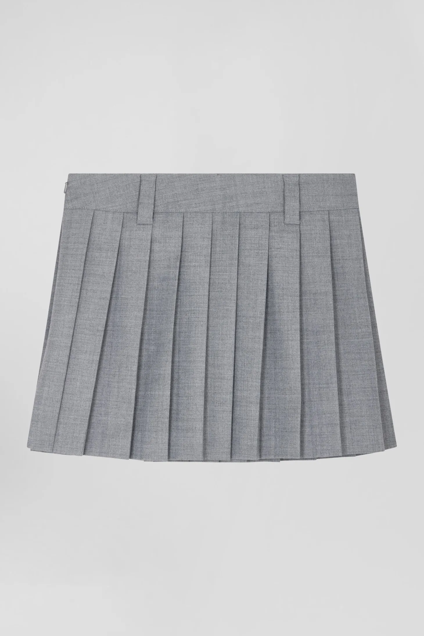 Pleated grey blended wool skirt