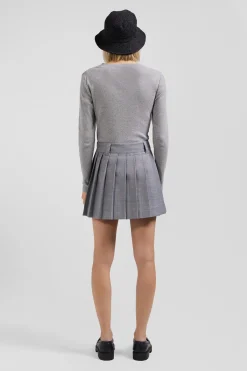 Pleated grey blended wool skirt
